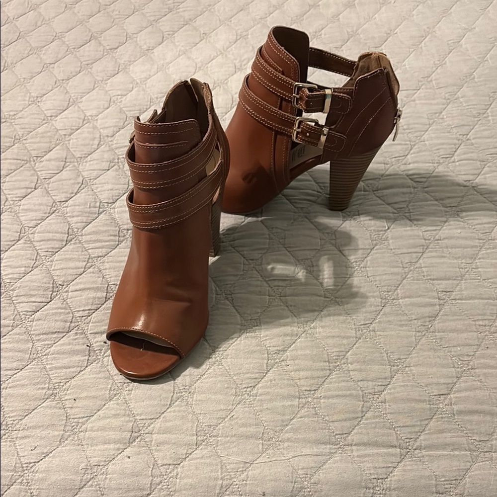 Liz Claiborne Brown Heeled Boots with Ruched Detail